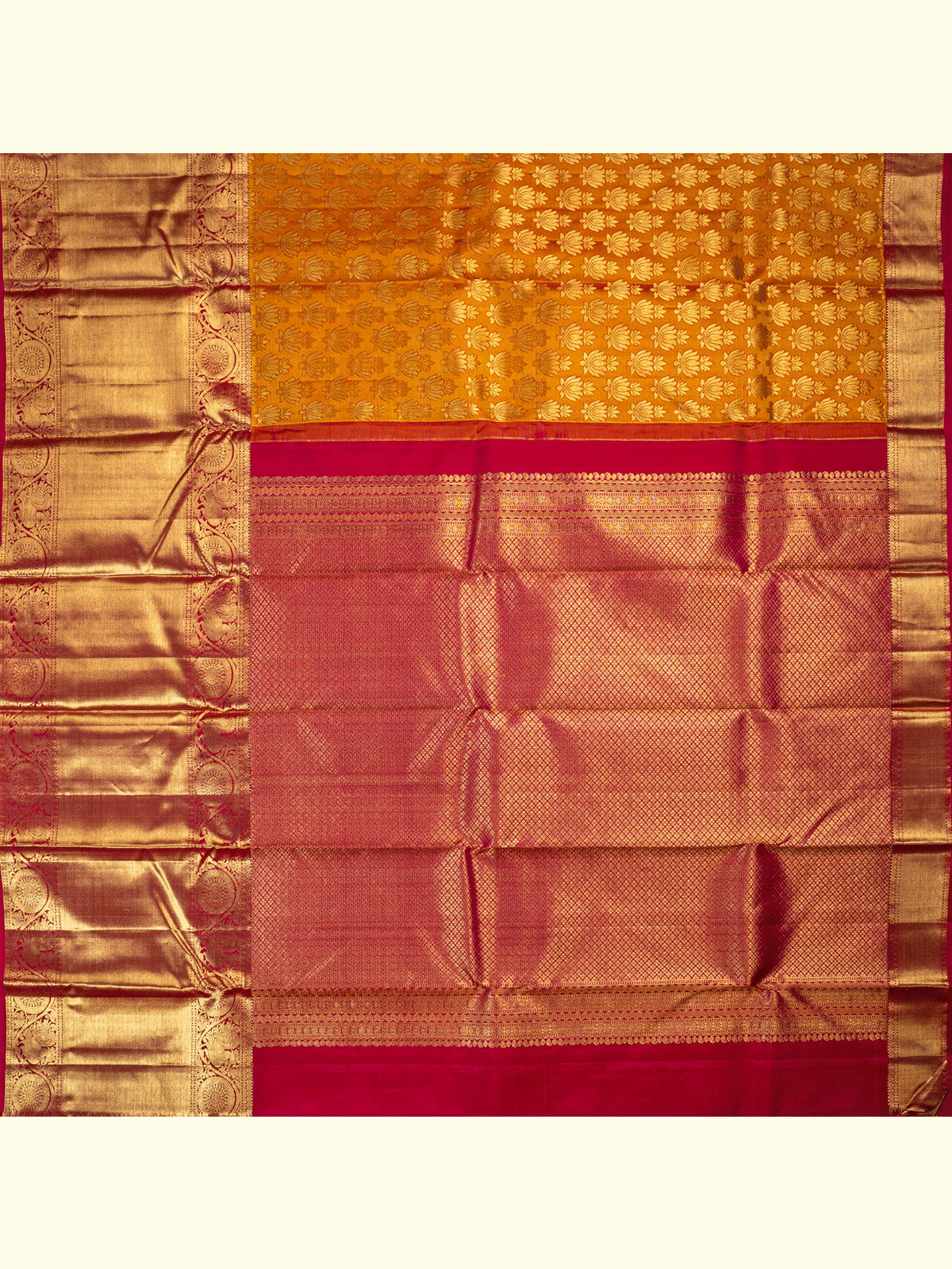 Kanchipuram Silk Brocade Yellow Saree