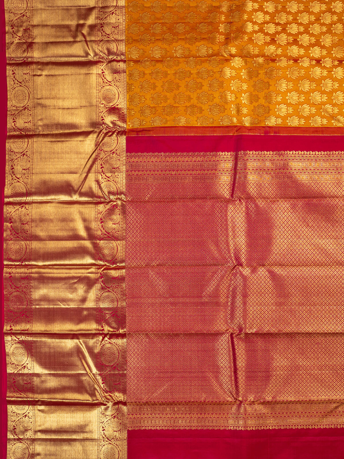 Kanchipuram Silk Brocade Yellow Saree