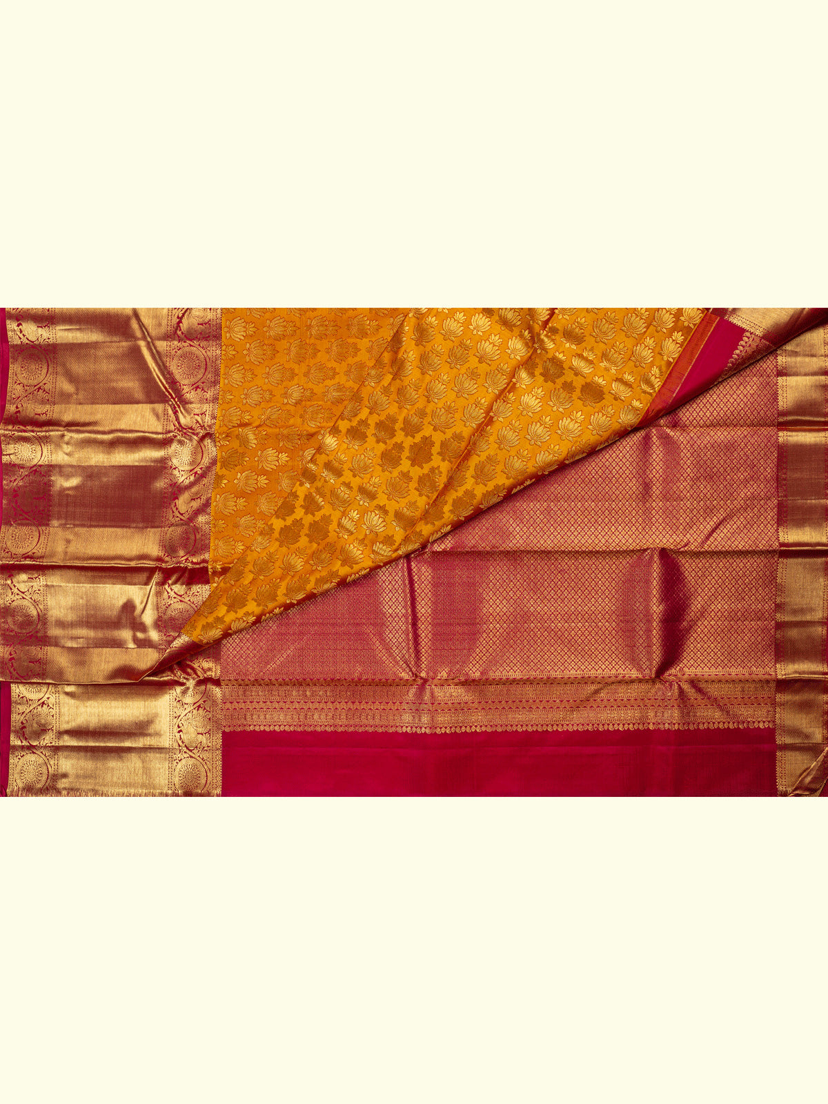 Kanchipuram Silk Brocade Yellow Saree