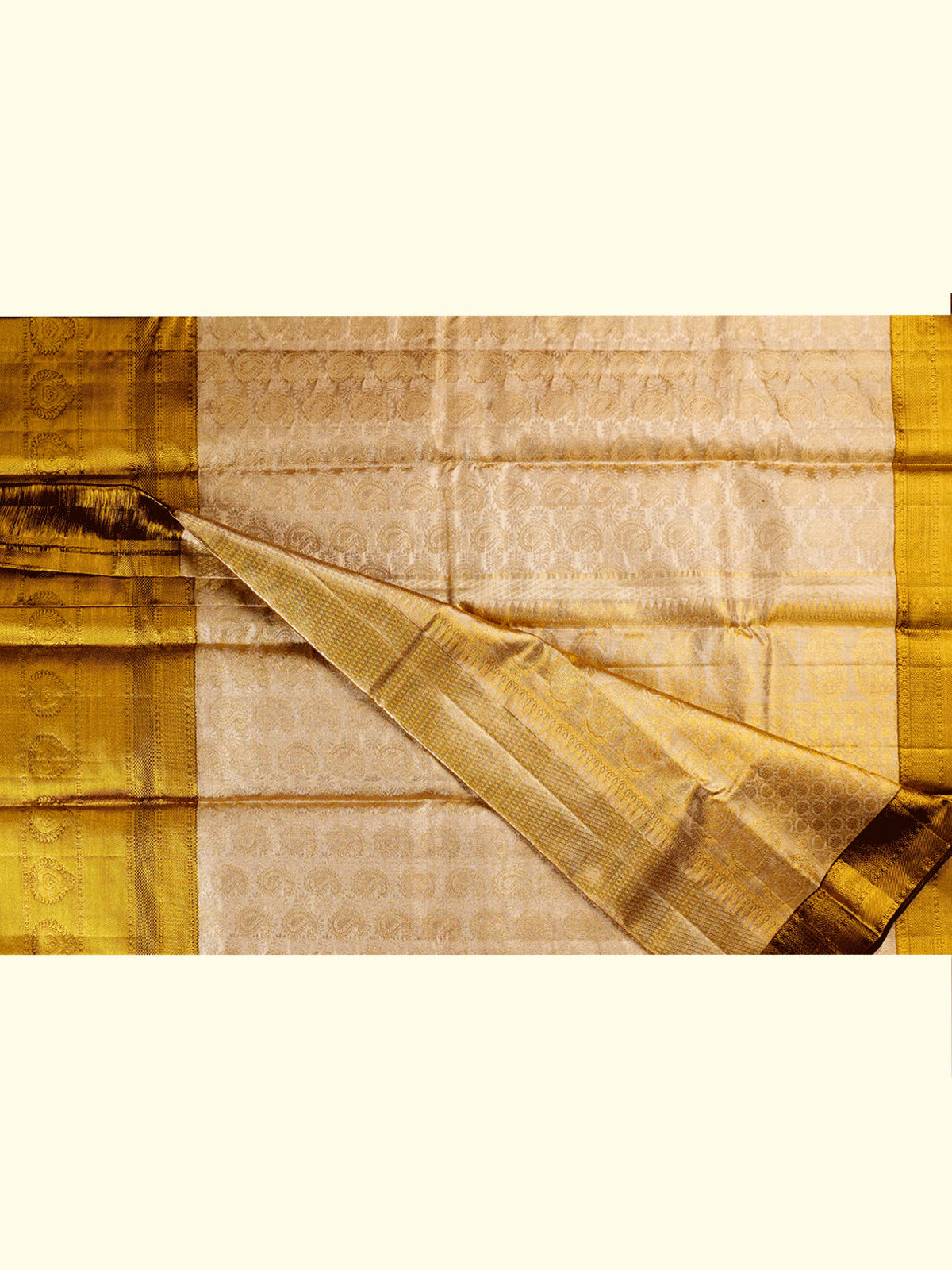 Kanchipuram Silk Brocade Ivory Saree