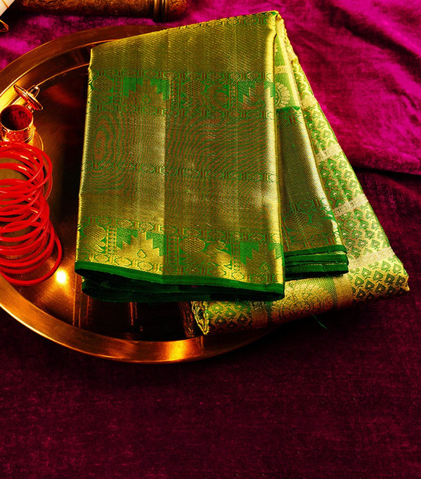 Kanchipuram Silk Brocade Green Saree