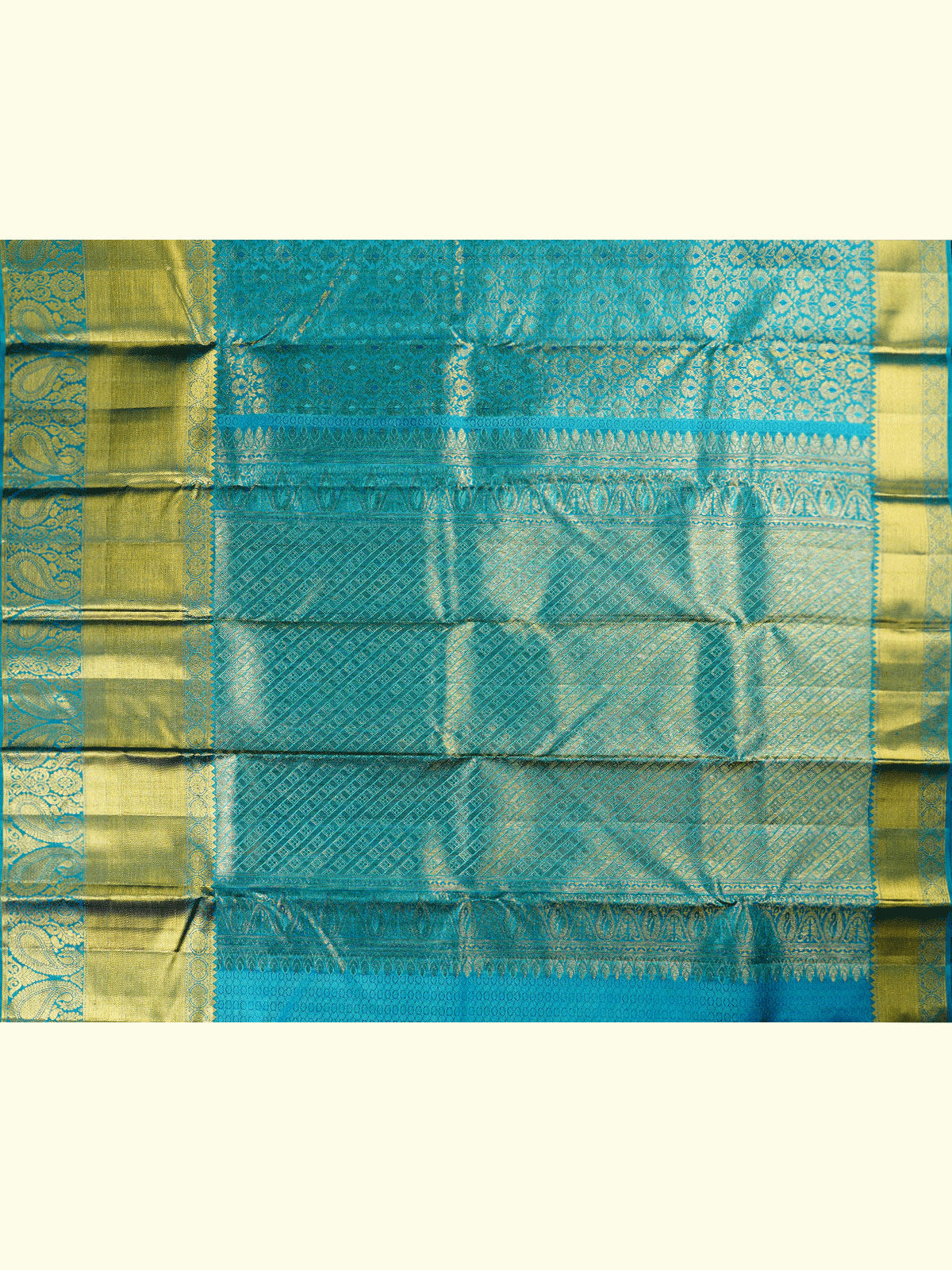 Kanchipuram Silk Brocade Aqua Blue Saree