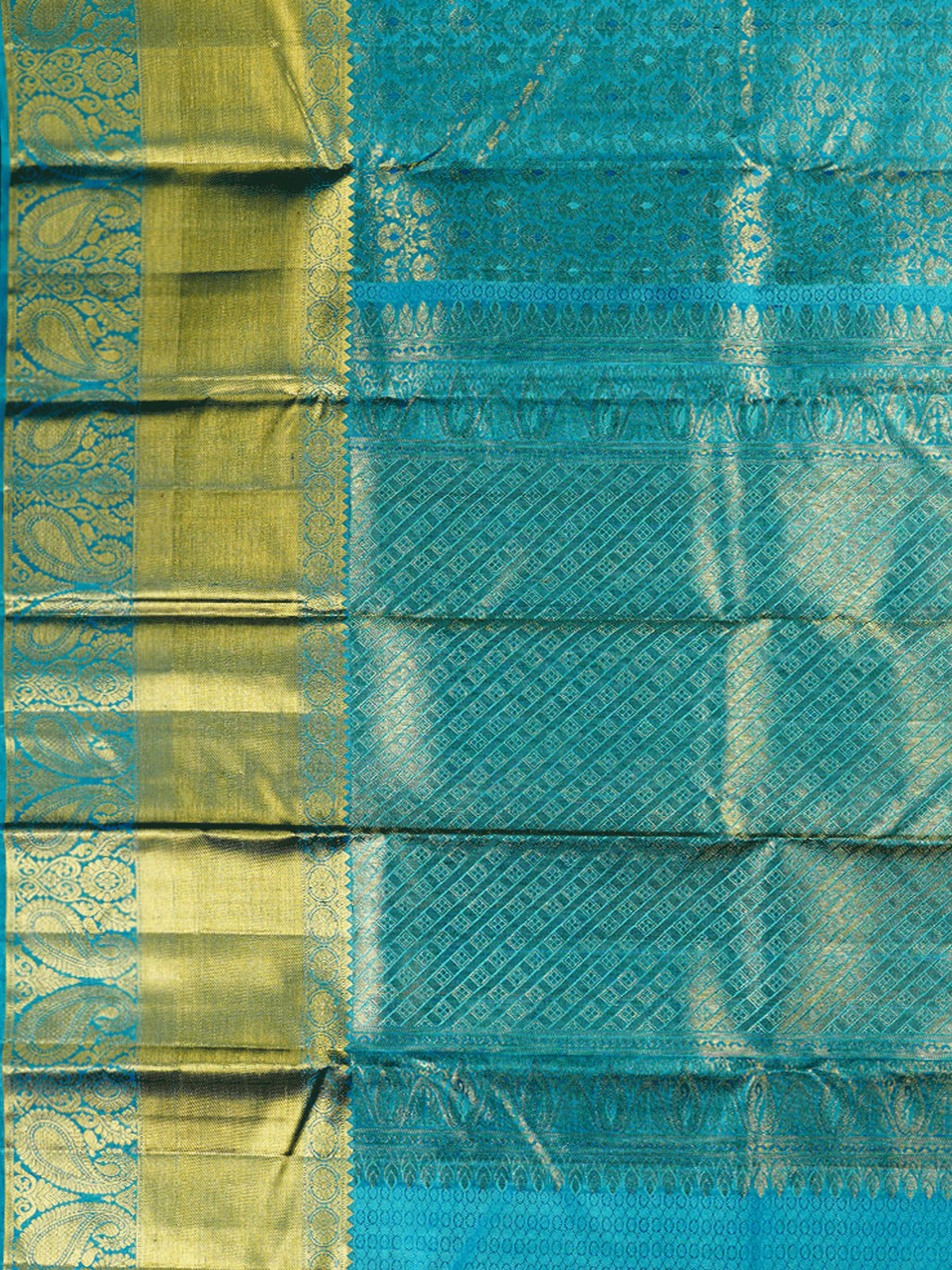 Kanchipuram Silk Brocade Aqua Blue Saree