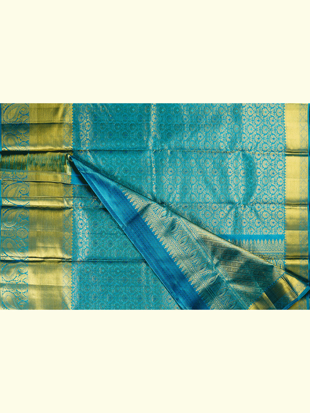 Kanchipuram Silk Brocade Aqua Blue Saree