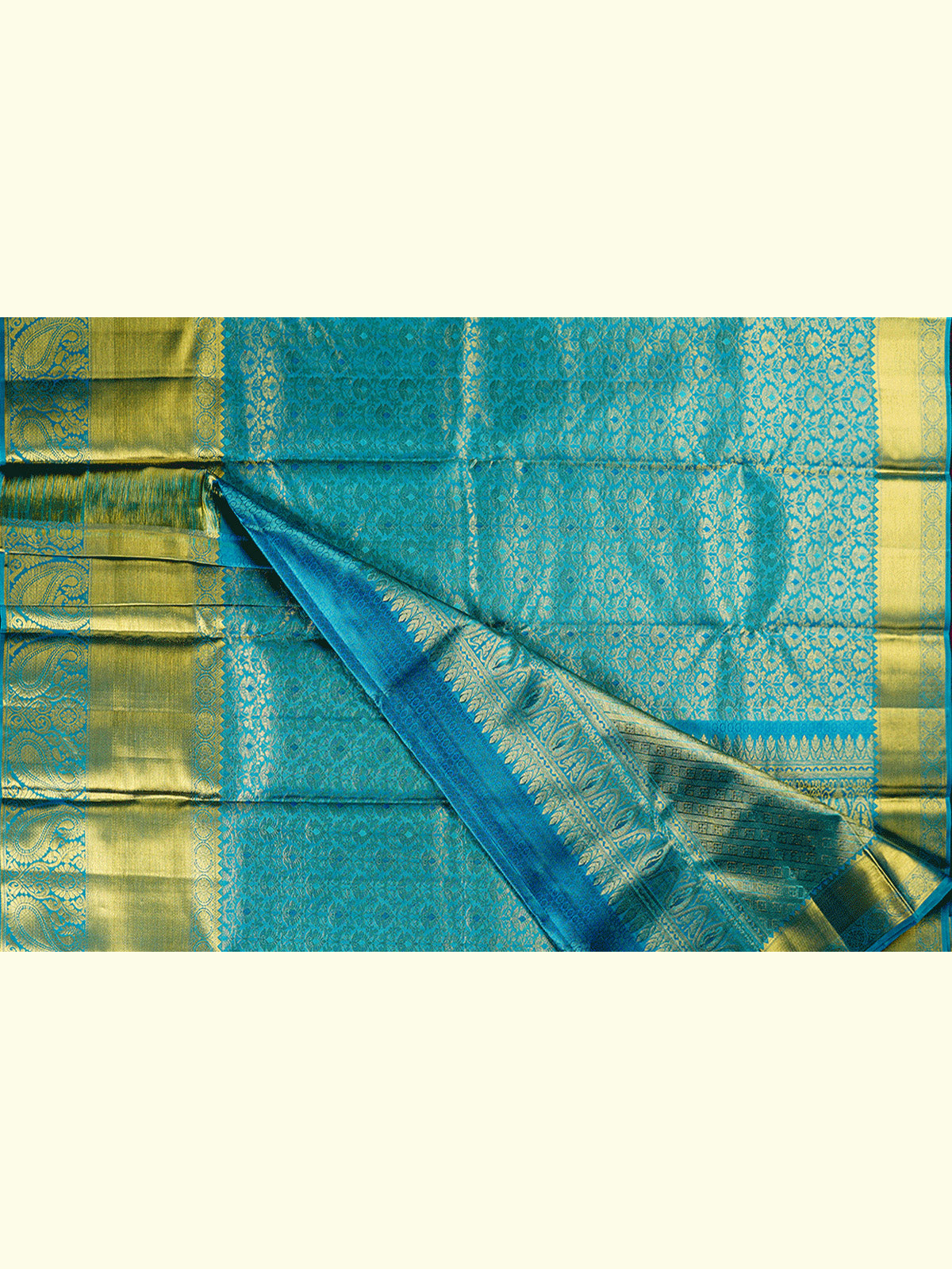 Kanchipuram Silk Brocade Aqua Blue Saree
