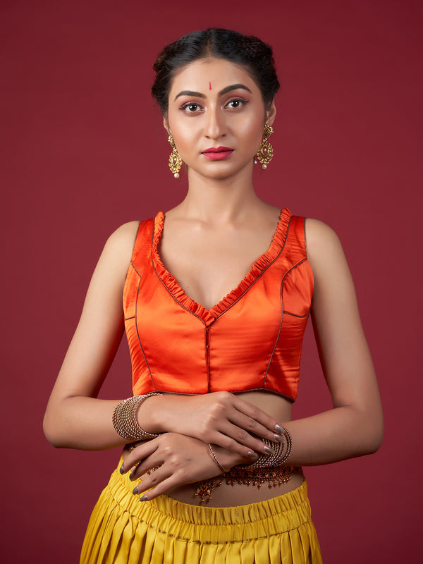 Orange Sleeveless Blouse