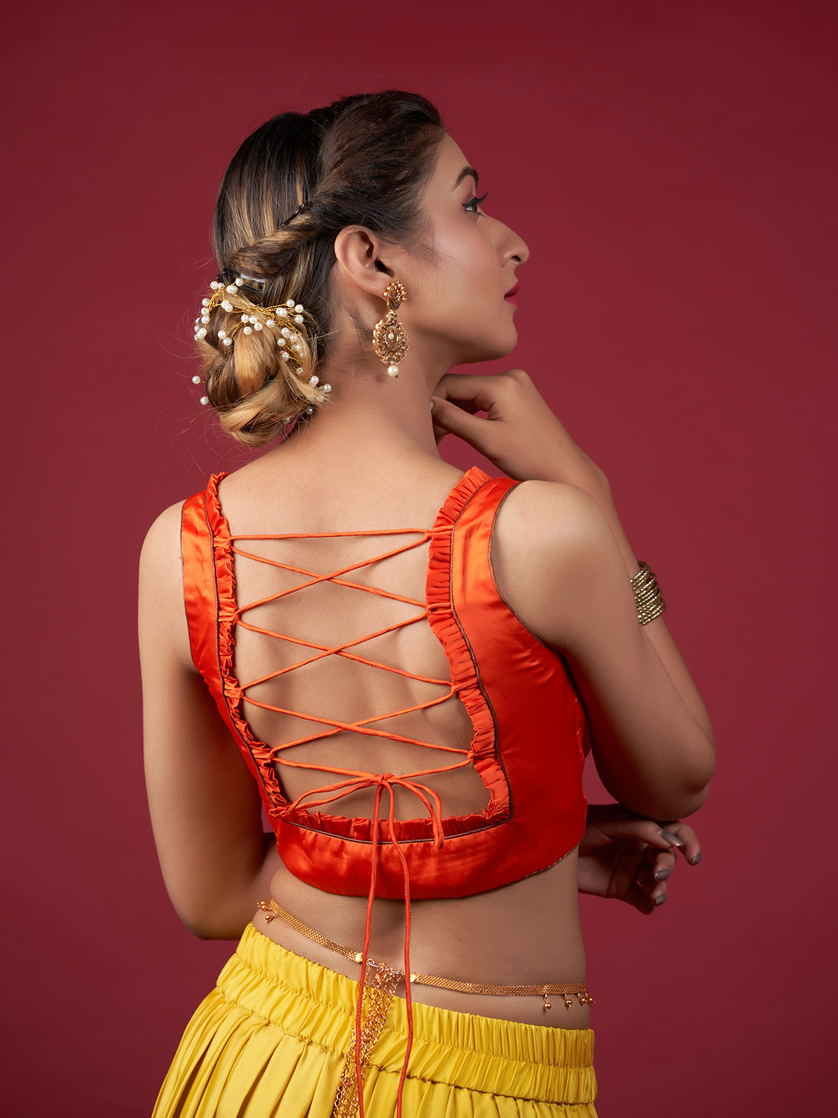 Orange Sleeveless Blouse