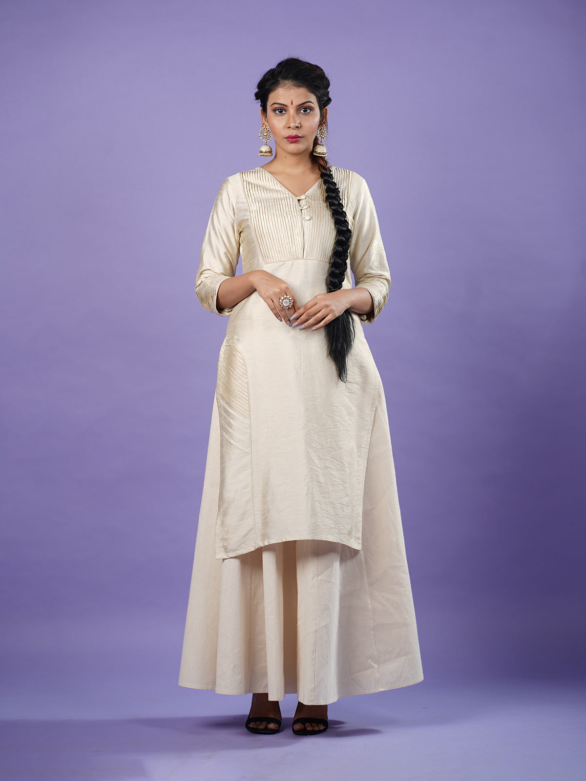 white raw silk kurta