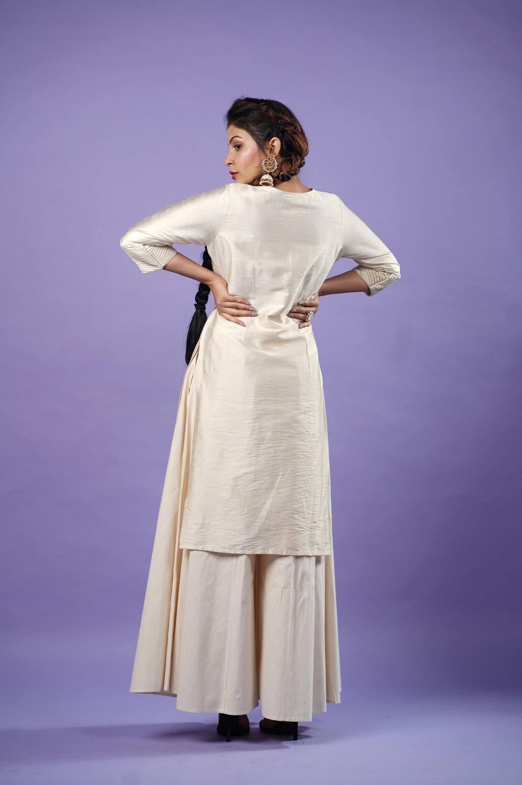 white raw silk kurta