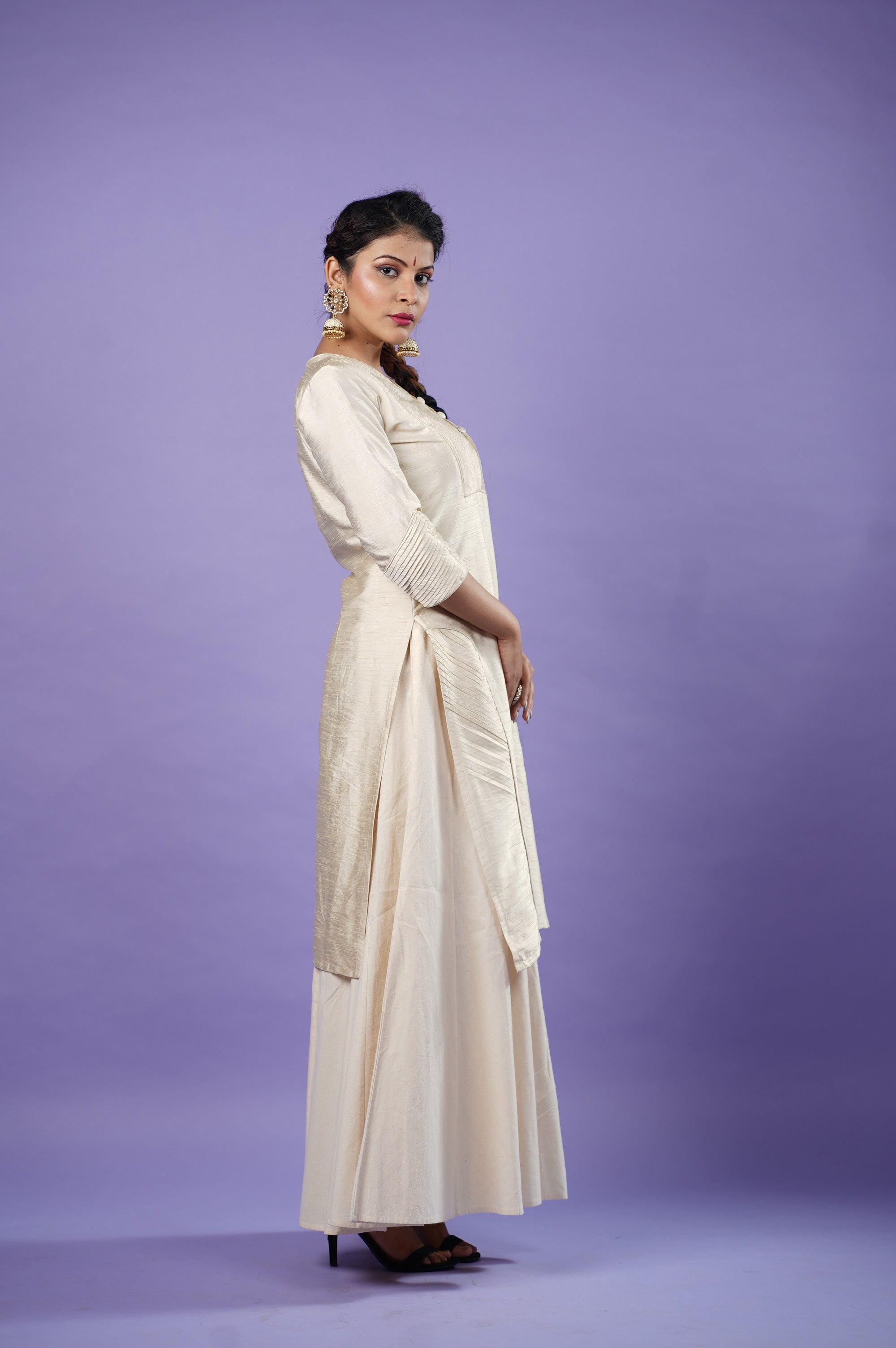 white raw silk kurta