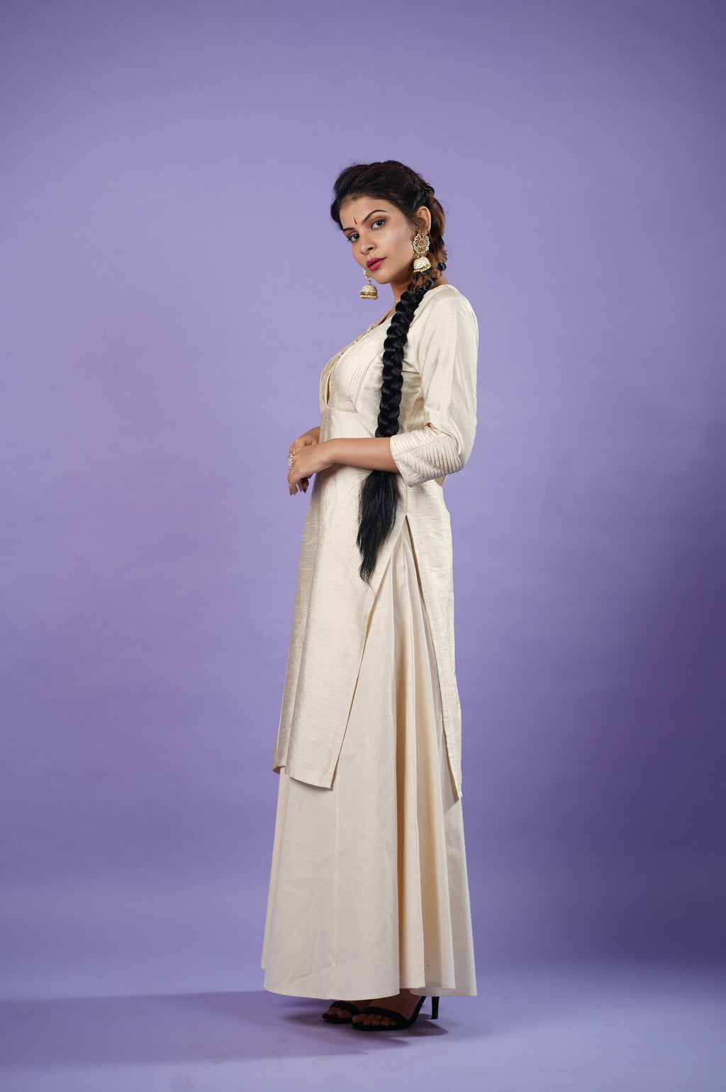 white raw silk kurta