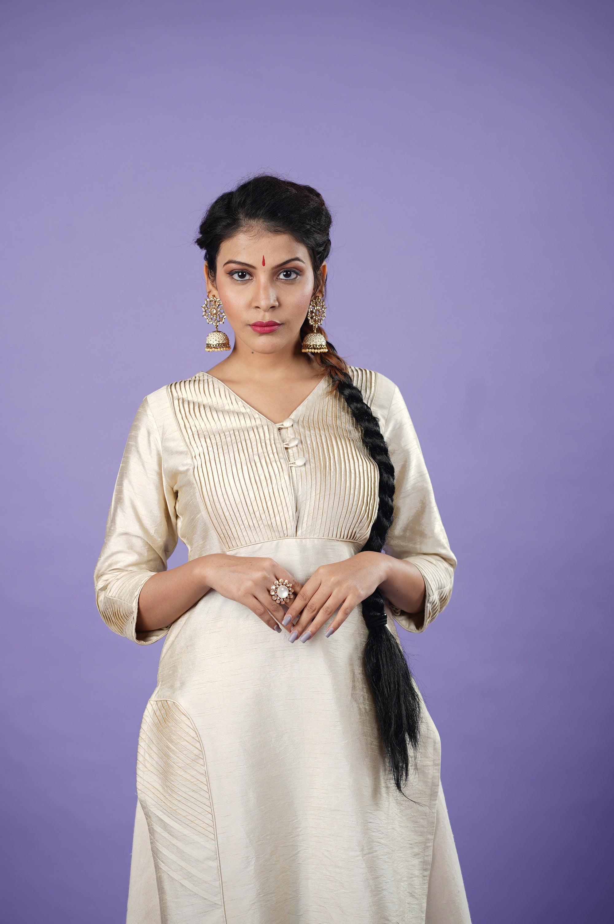 white raw silk kurta