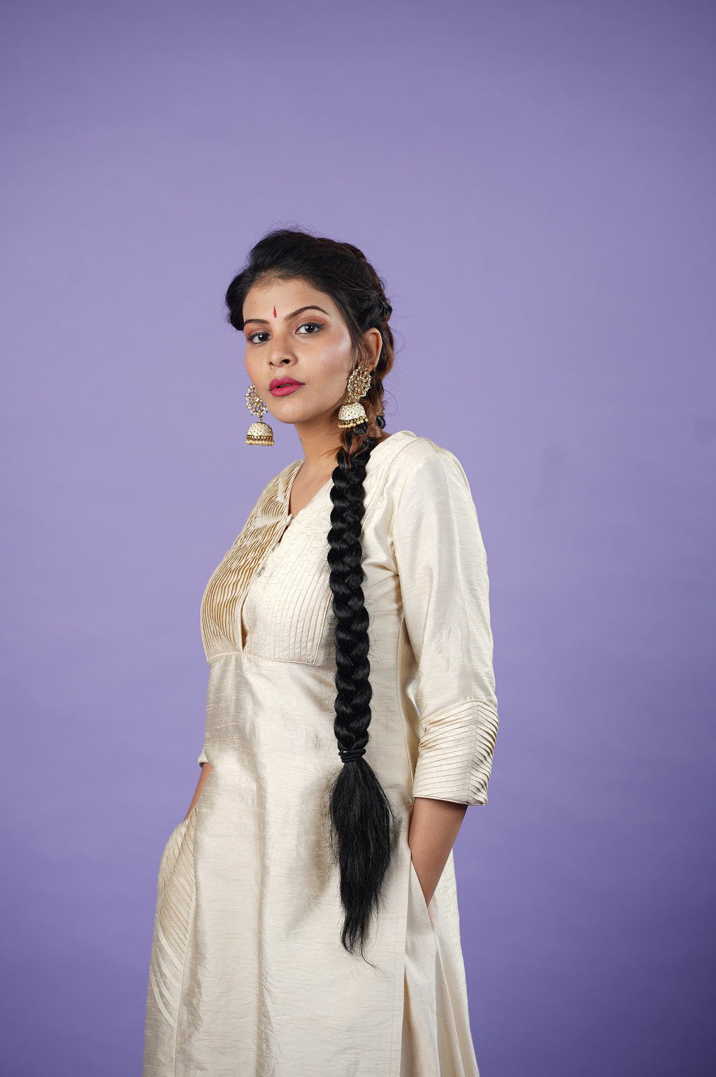 white raw silk kurta