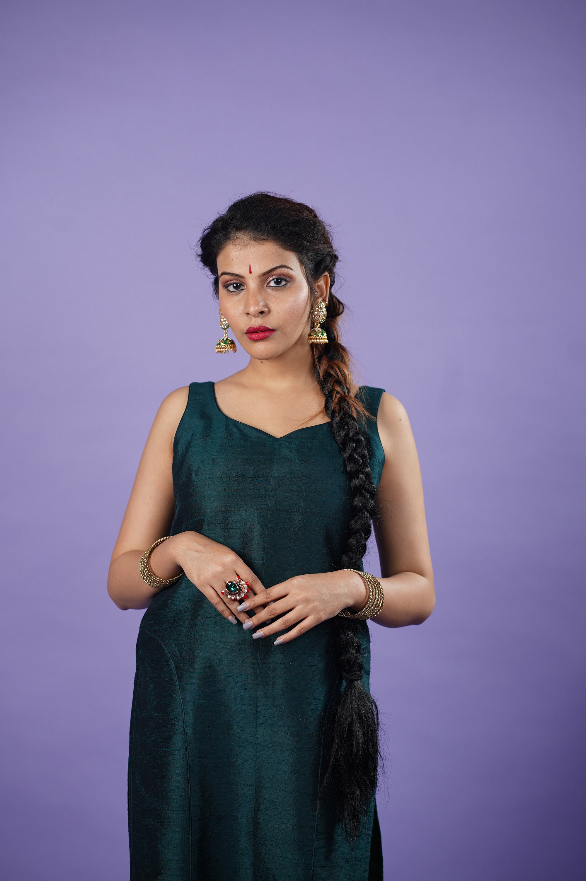 green sleeveless kurta