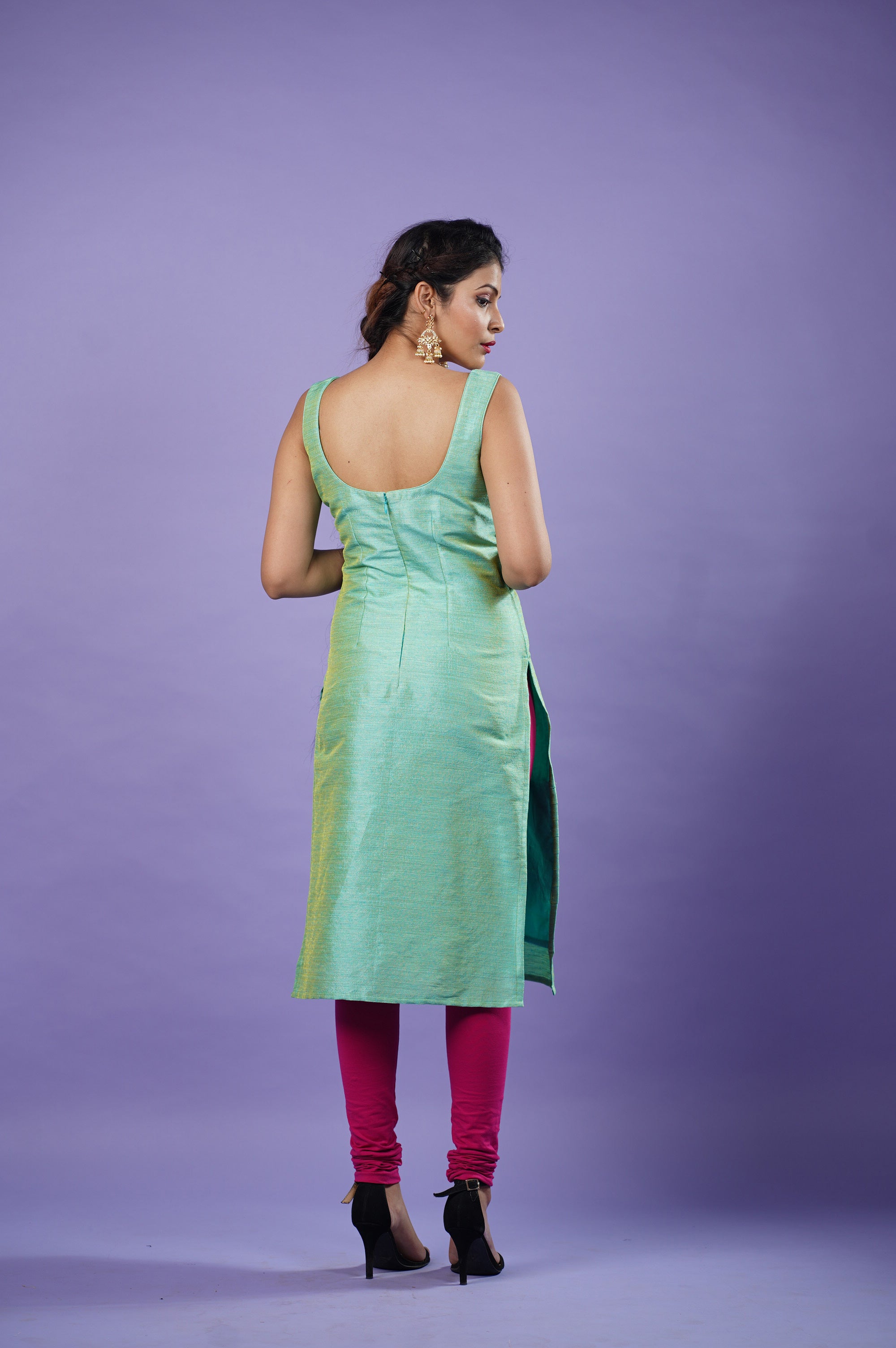 mint green sleeveless kurta