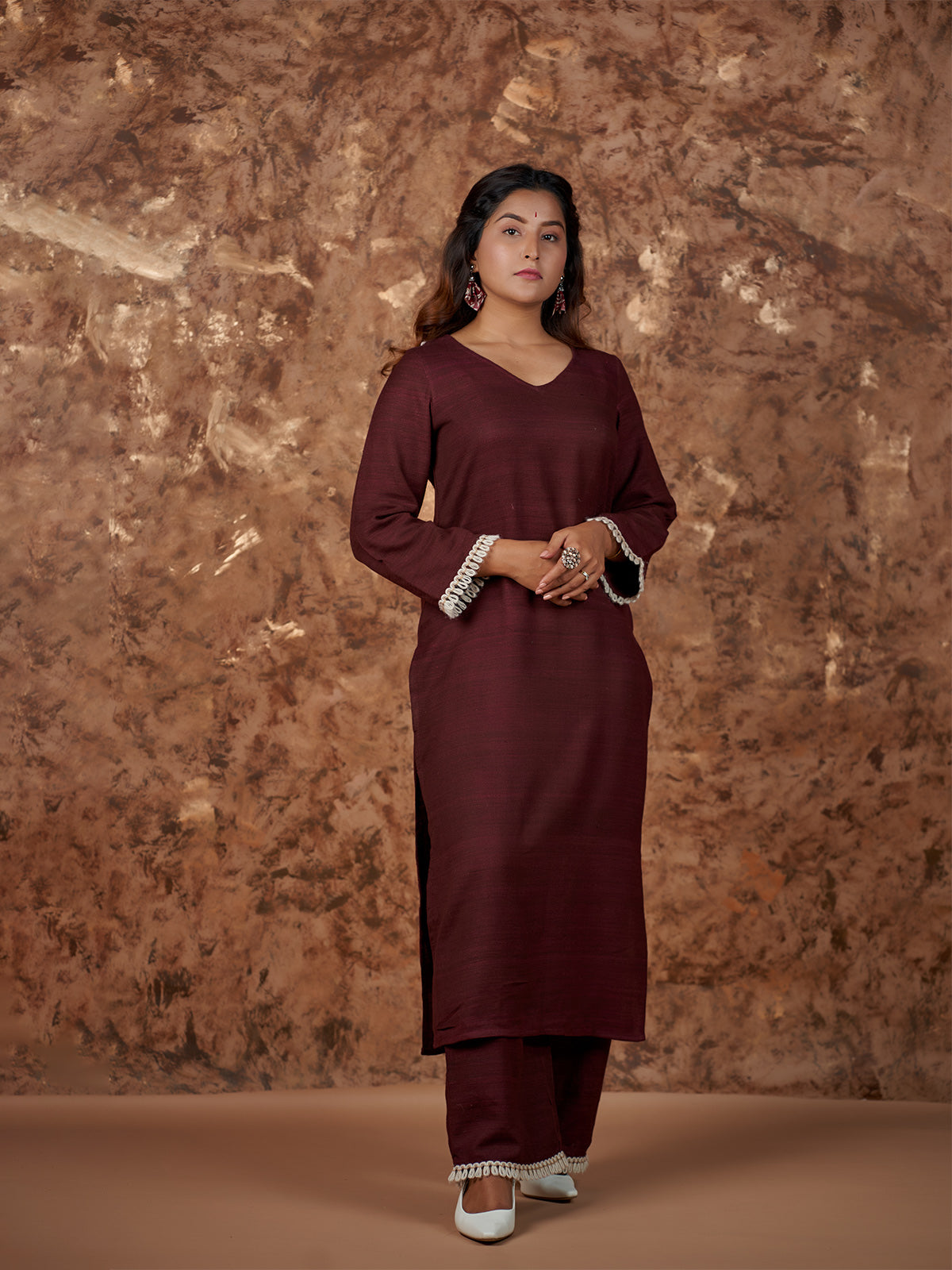 Ethnic Kashmiri Set in Brown