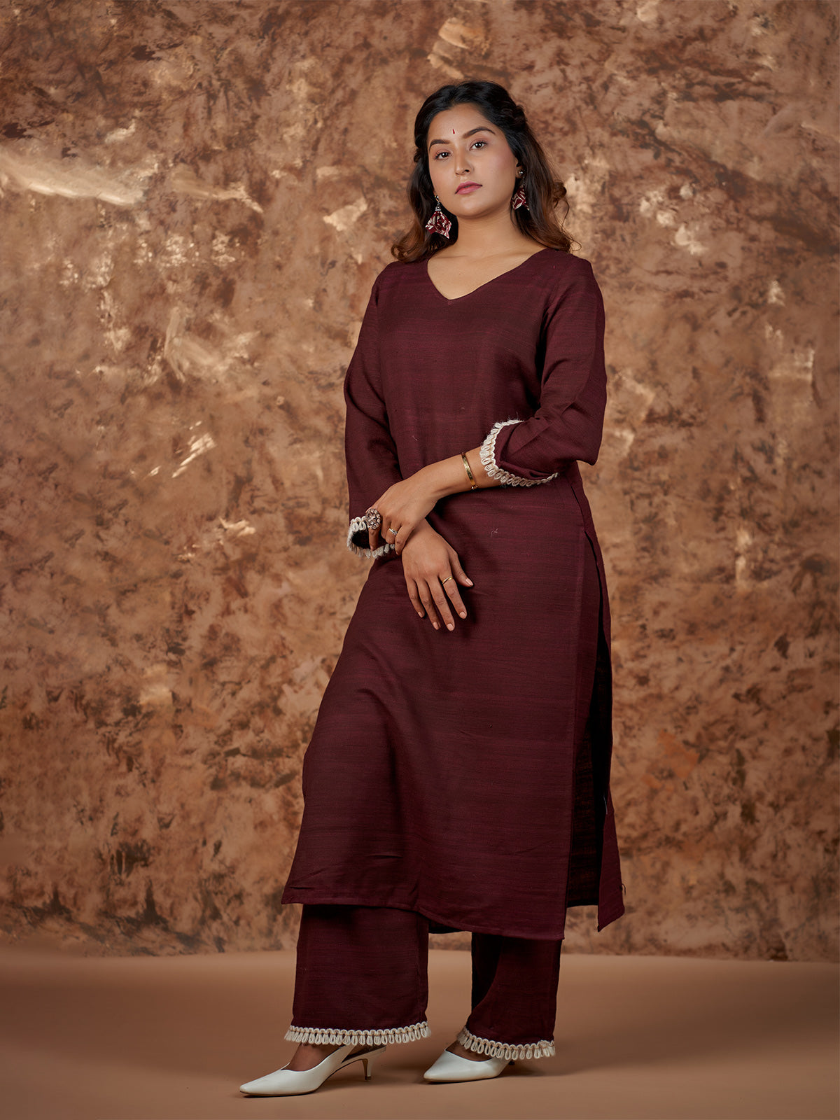 Ethnic Kashmiri Set in Brown