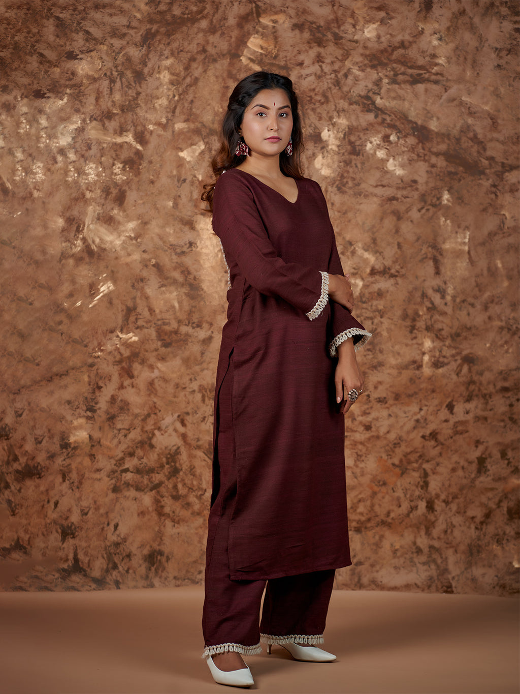 Ethnic Kashmiri Set in Brown