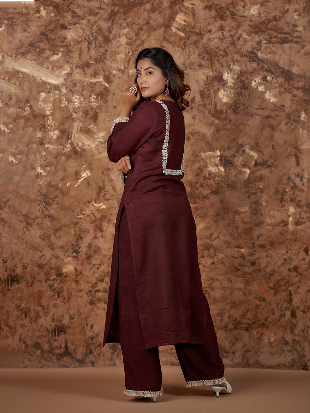 Ethnic Kashmiri Set in Brown