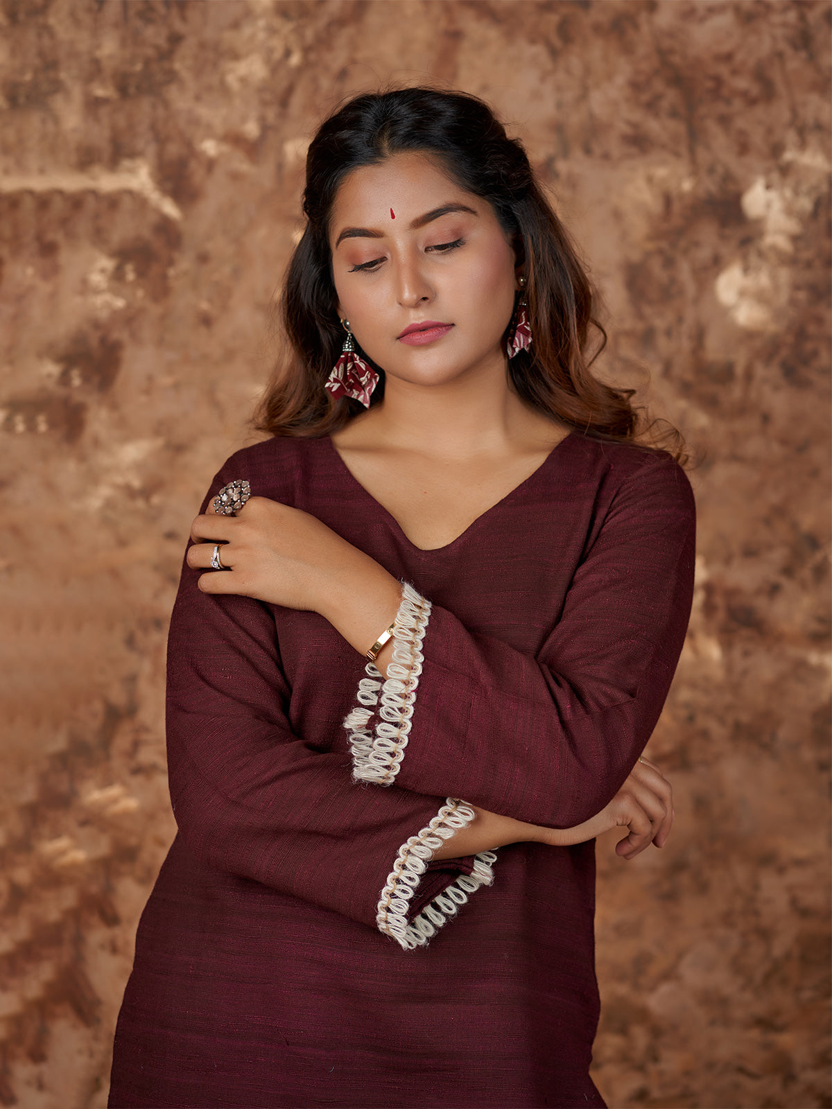 Ethnic Kashmiri Set in Brown