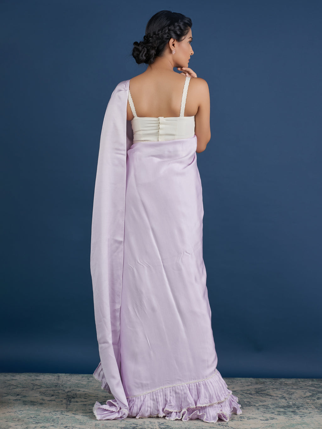 Romantic Pastel Lavender Ruffle Saree