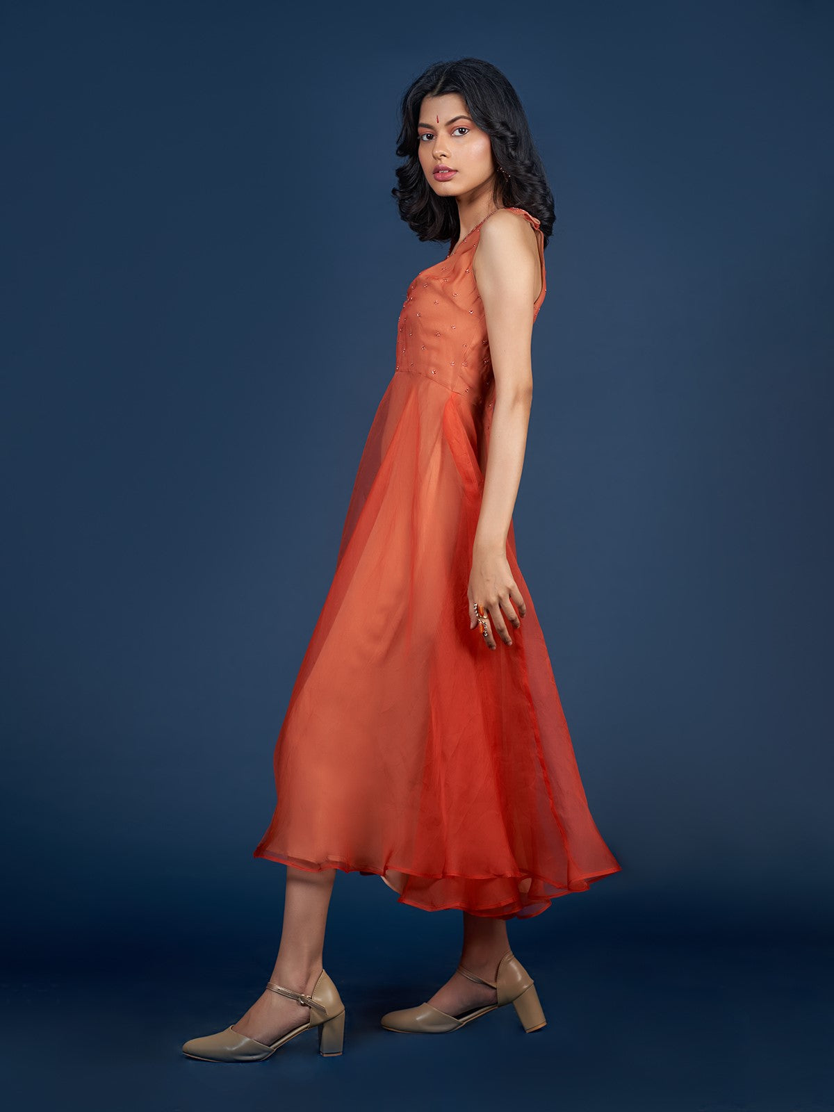 Evening Sleevless Dress in Orange