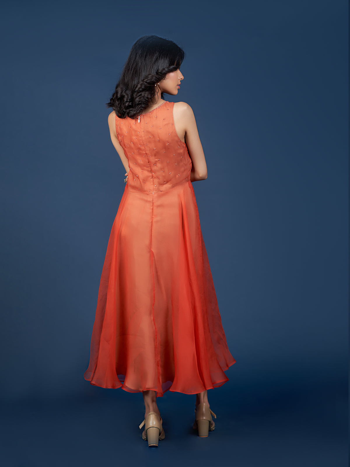Evening Sleevless Dress in Orange