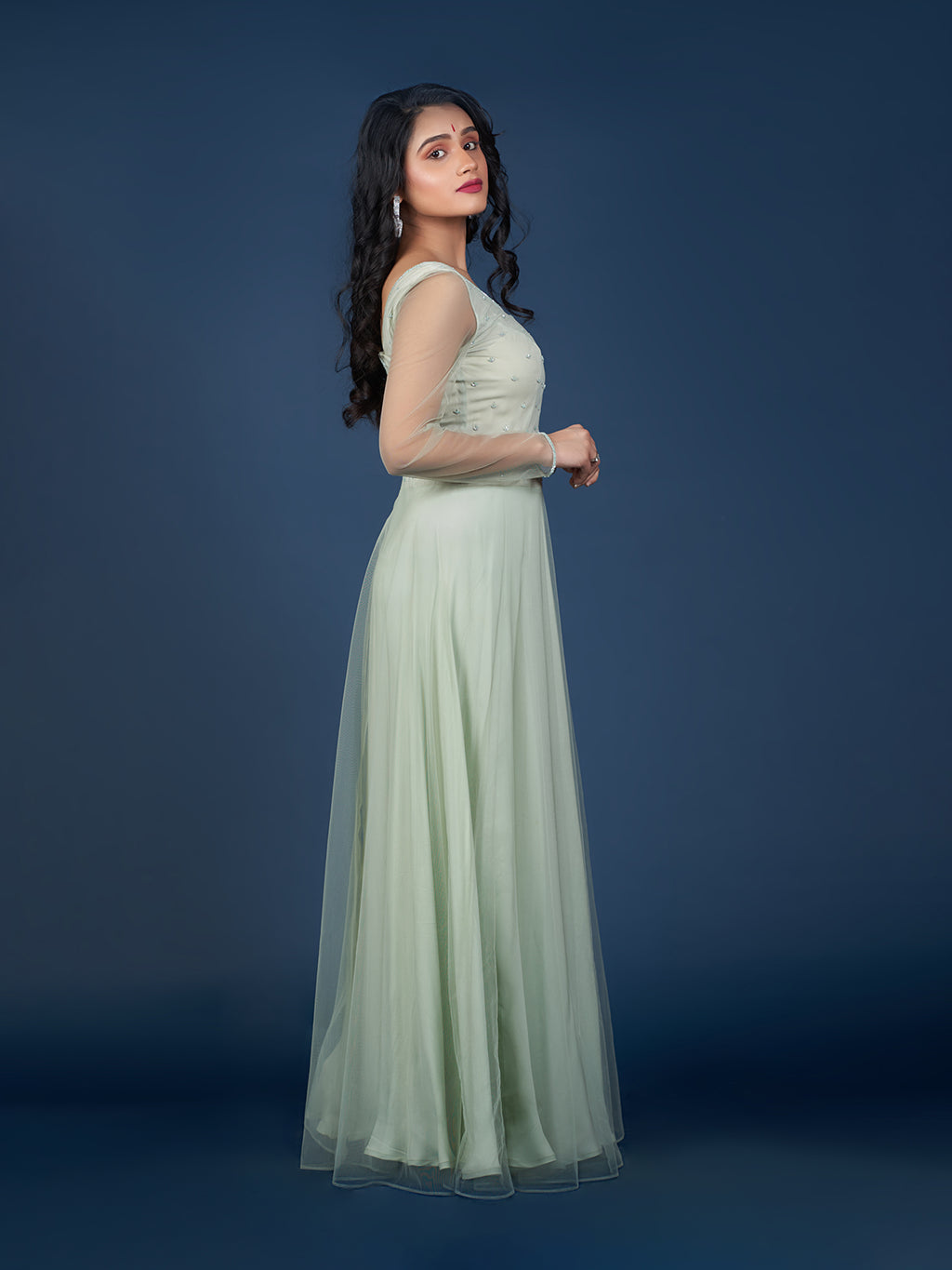 Western Dress in Pastel Green