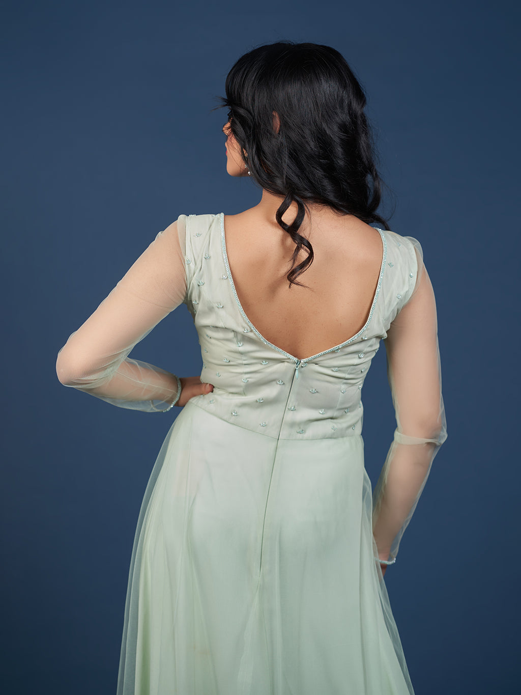 Western Dress in Pastel Green