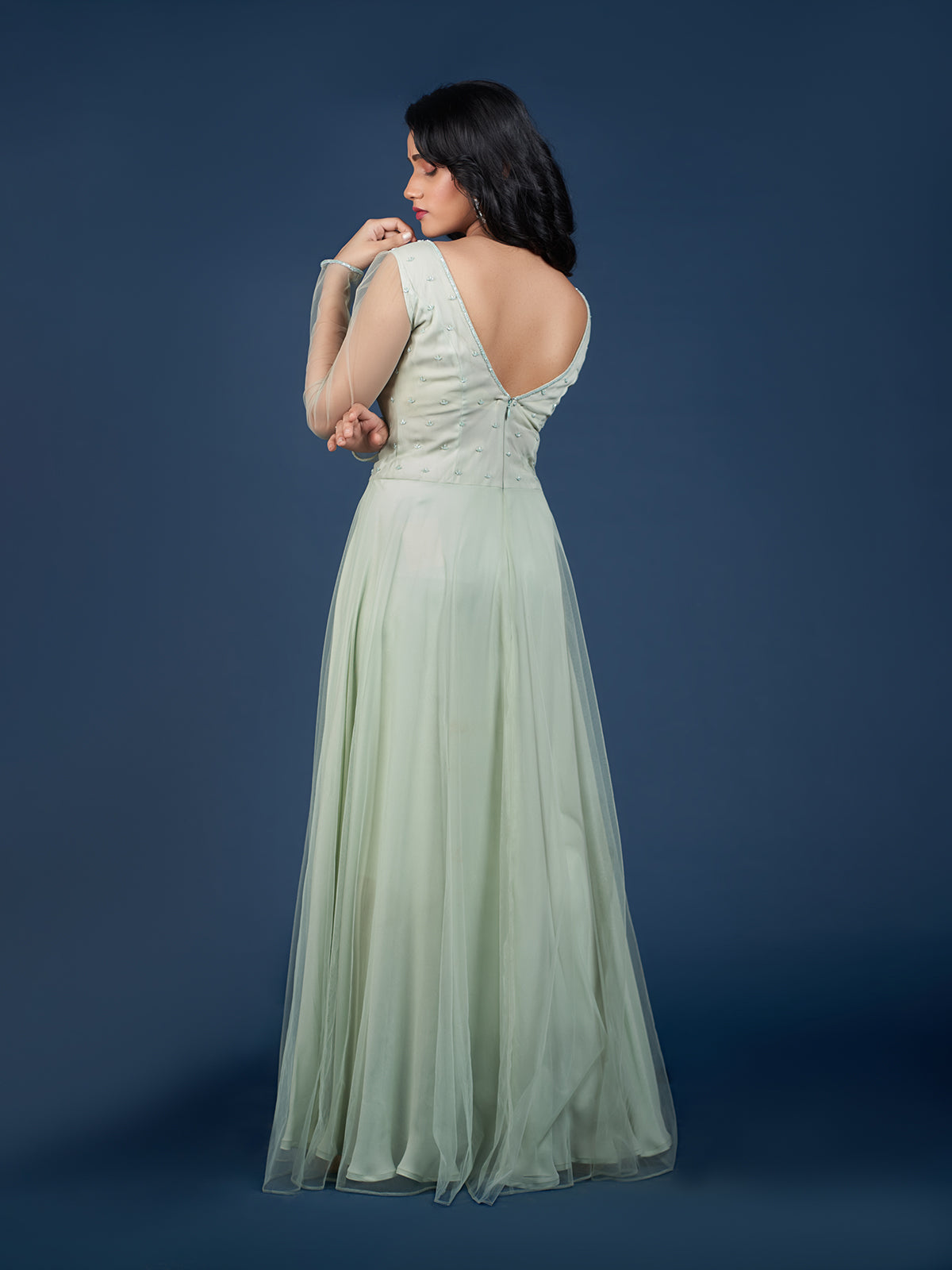 Western Dress in Pastel Green