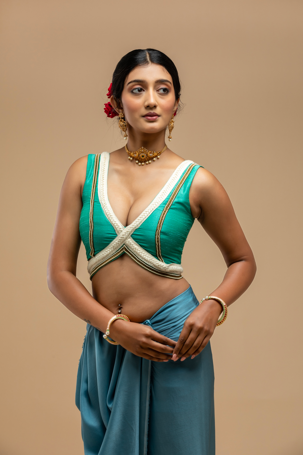 Green Sleeveless Blouse