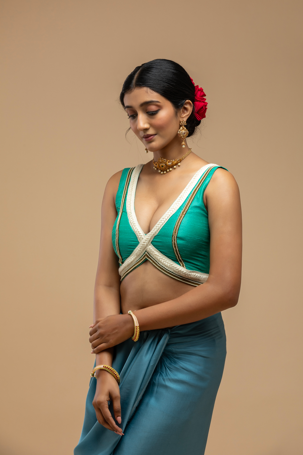 Green Sleeveless Blouse