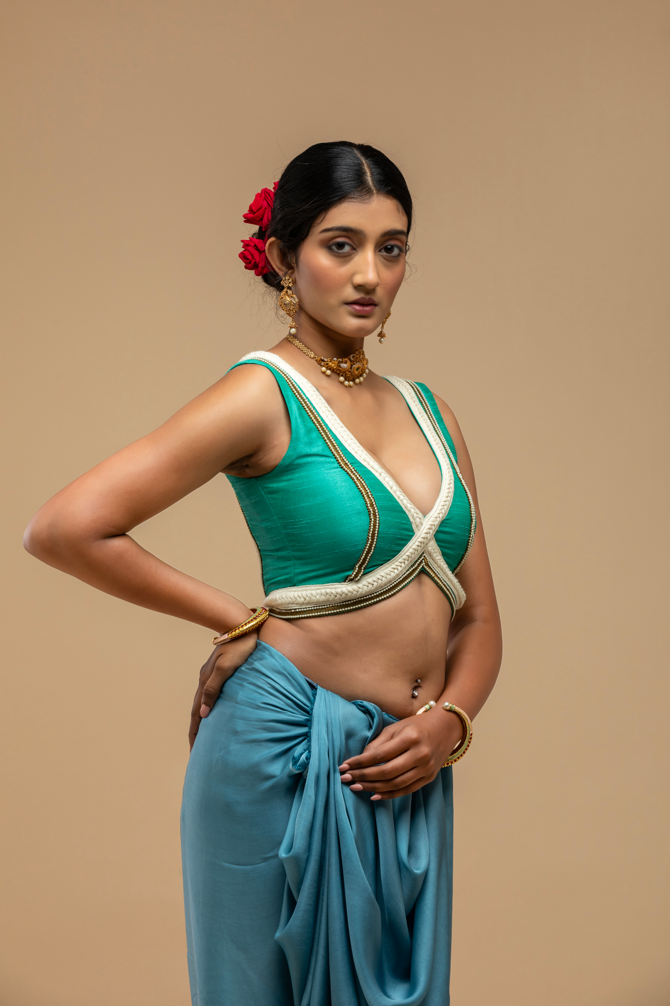 Green Sleeveless Blouse