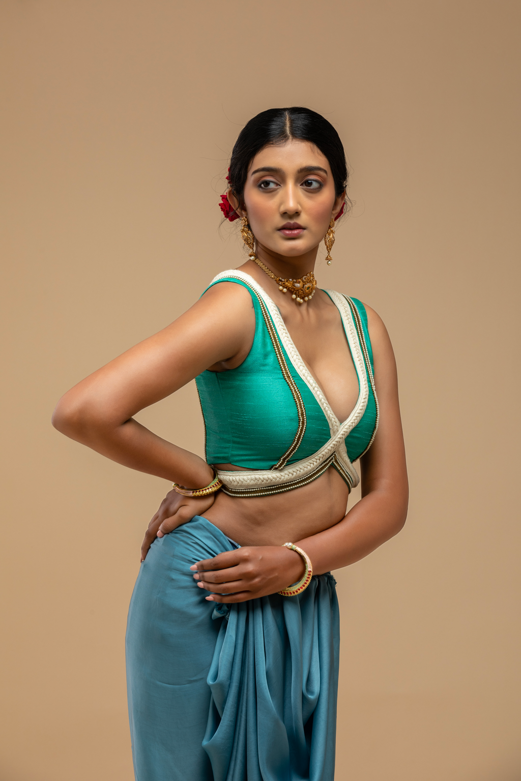 Green Sleeveless Blouse