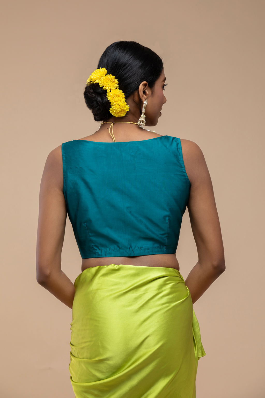 Teal & Gold Blouse Aesthetic