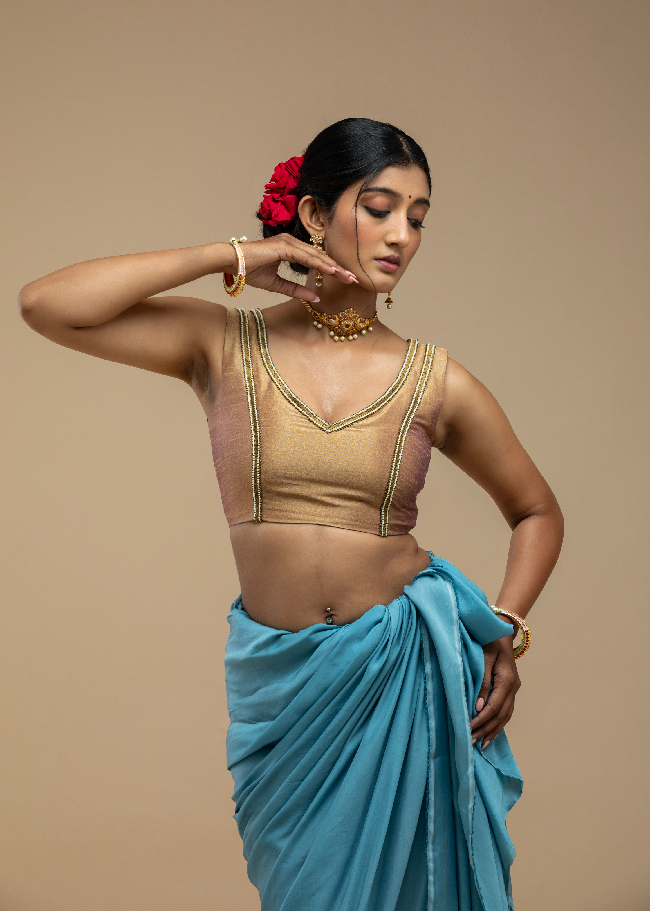 Soft Gold Blouse Aesthetic