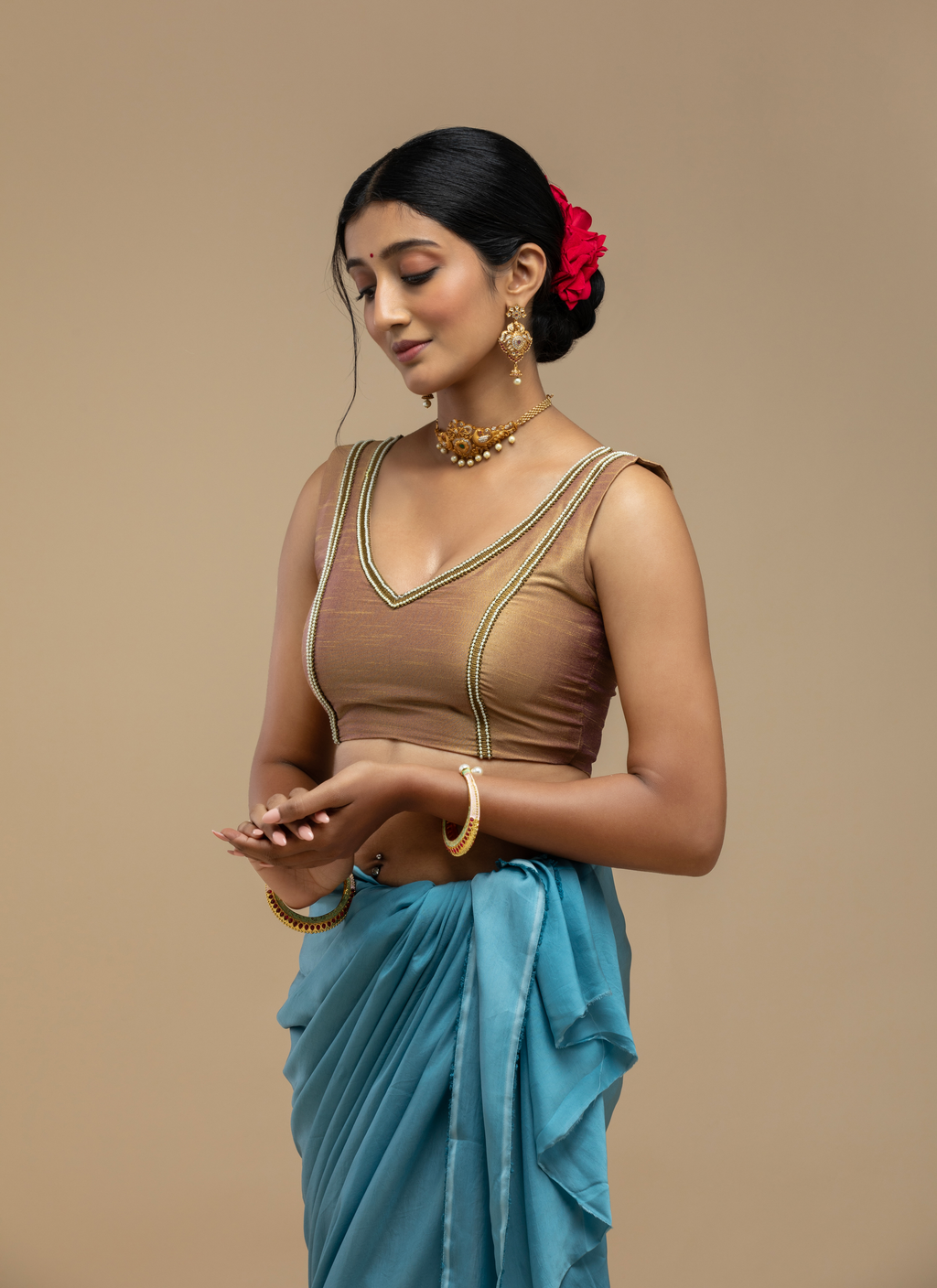 Soft Gold Blouse Aesthetic