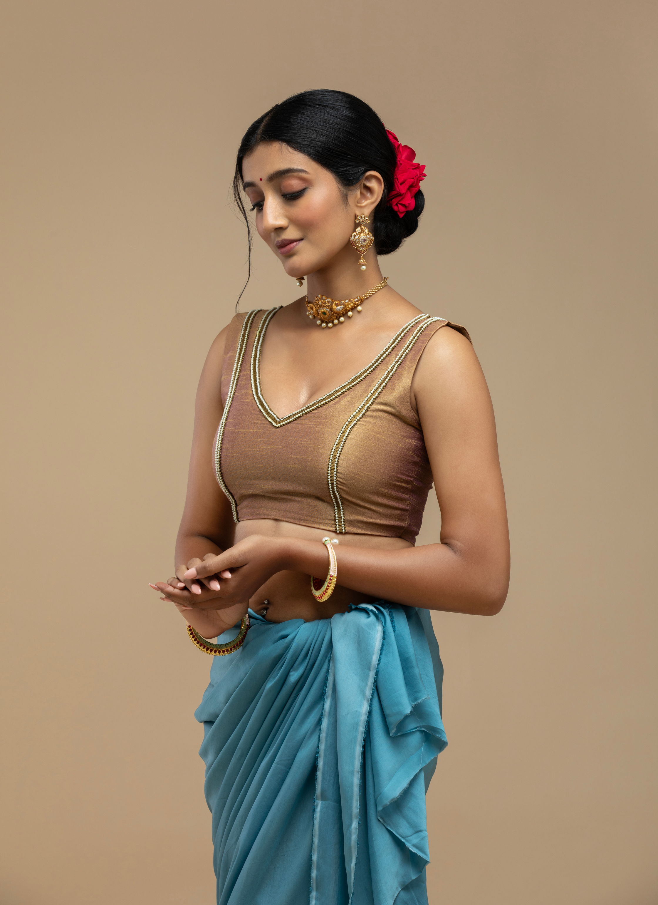 Soft Gold Blouse Aesthetic