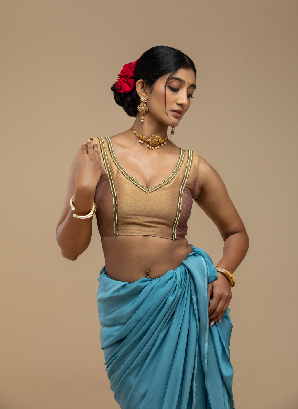 Soft Gold Blouse Aesthetic