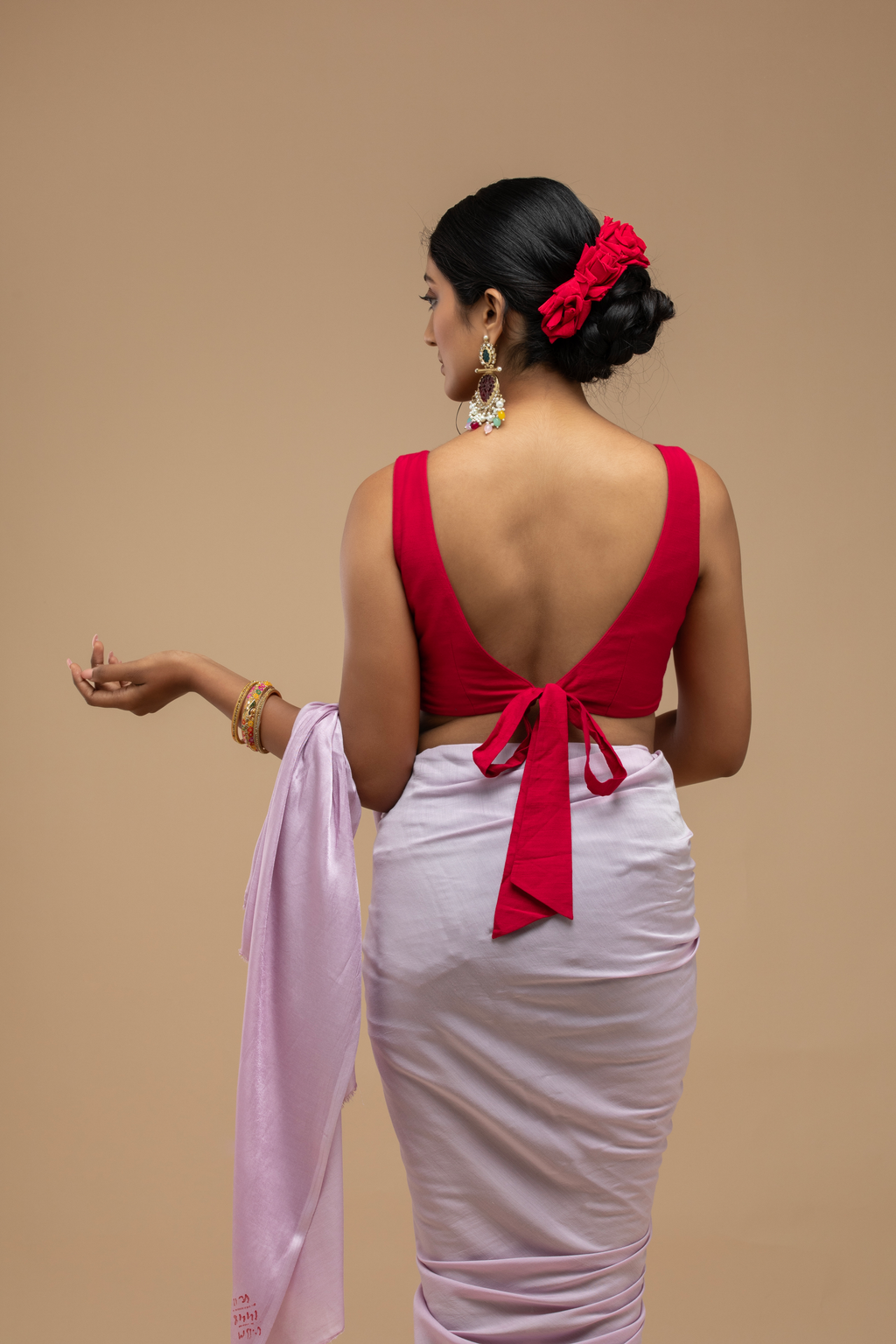 Red Tie-Back Blouse Aesthetic