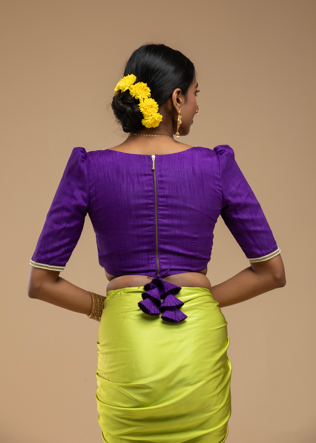 Purple Blouse Aesthetic with Elbow Sleeves