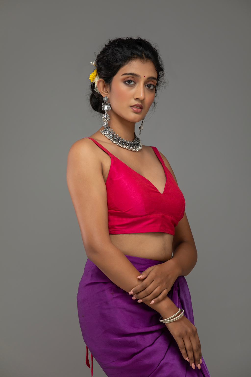 Pink Spaghetti-Strap Blouse with Tie-Back