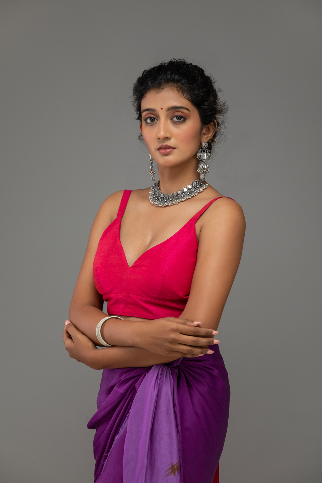 Pink Spaghetti-Strap Blouse with Tie-Back