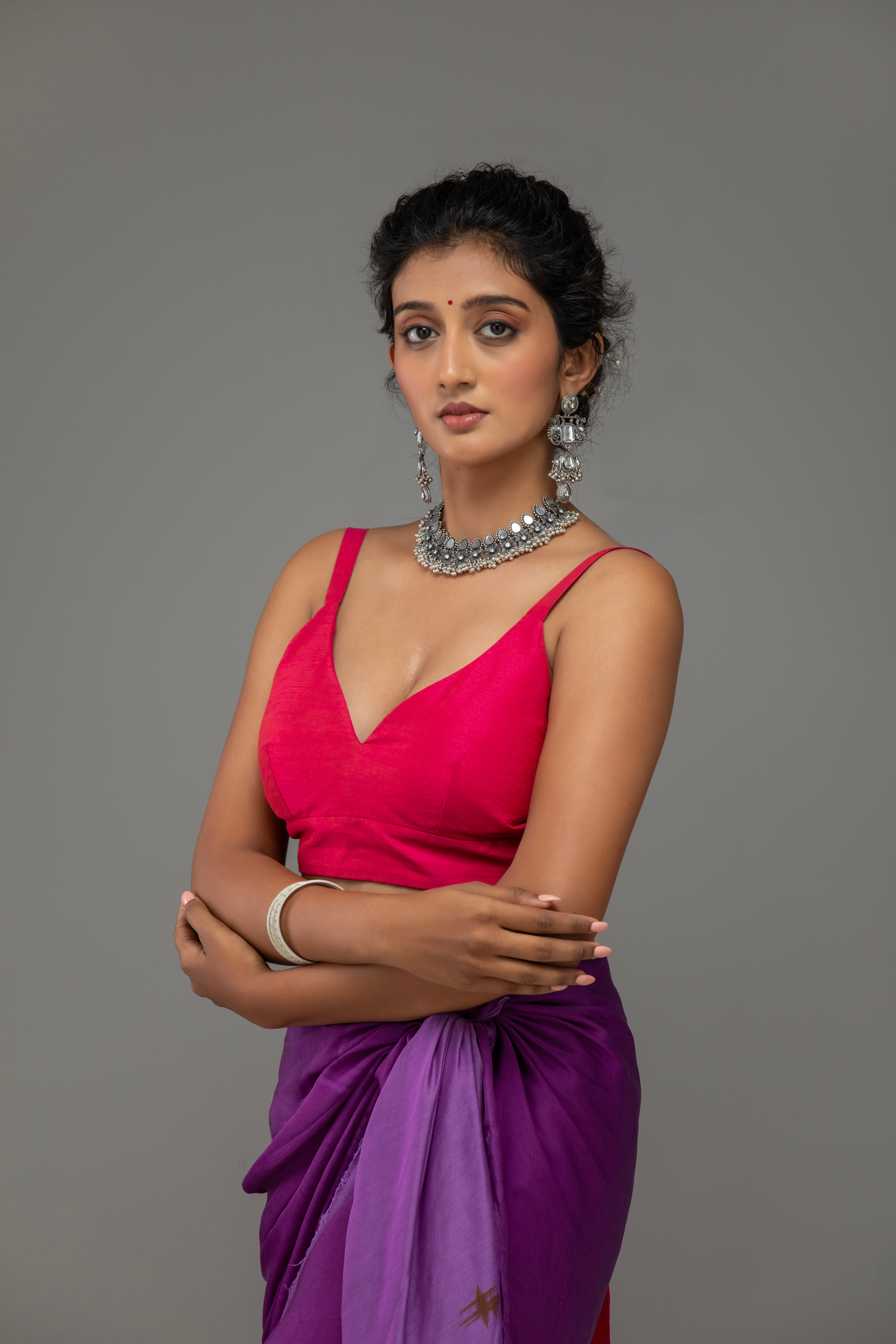 Pink Spaghetti-Strap Blouse with Tie-Back