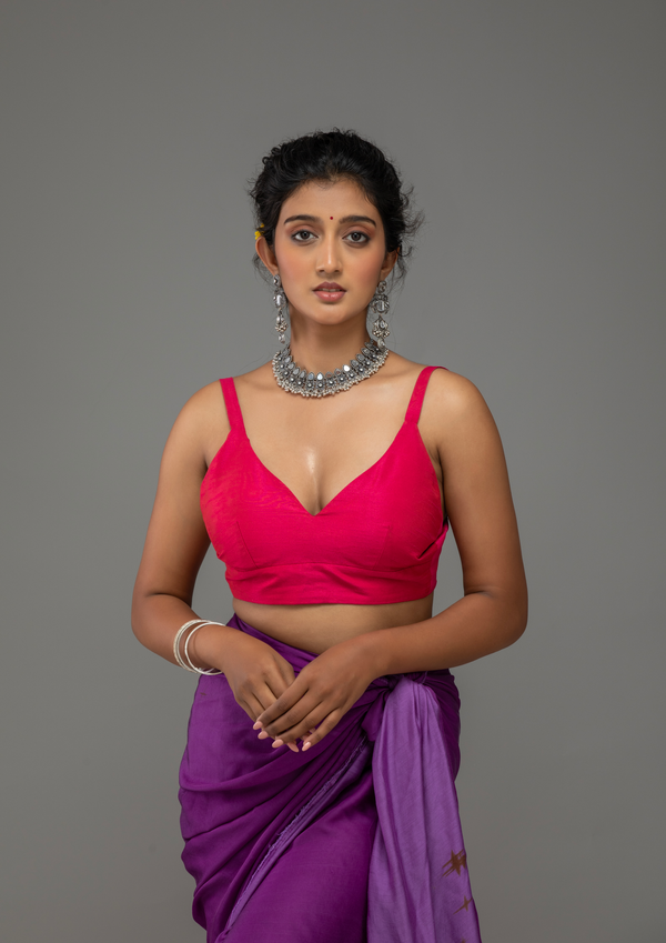 Pink Spaghetti-Strap Blouse with Tie-Back