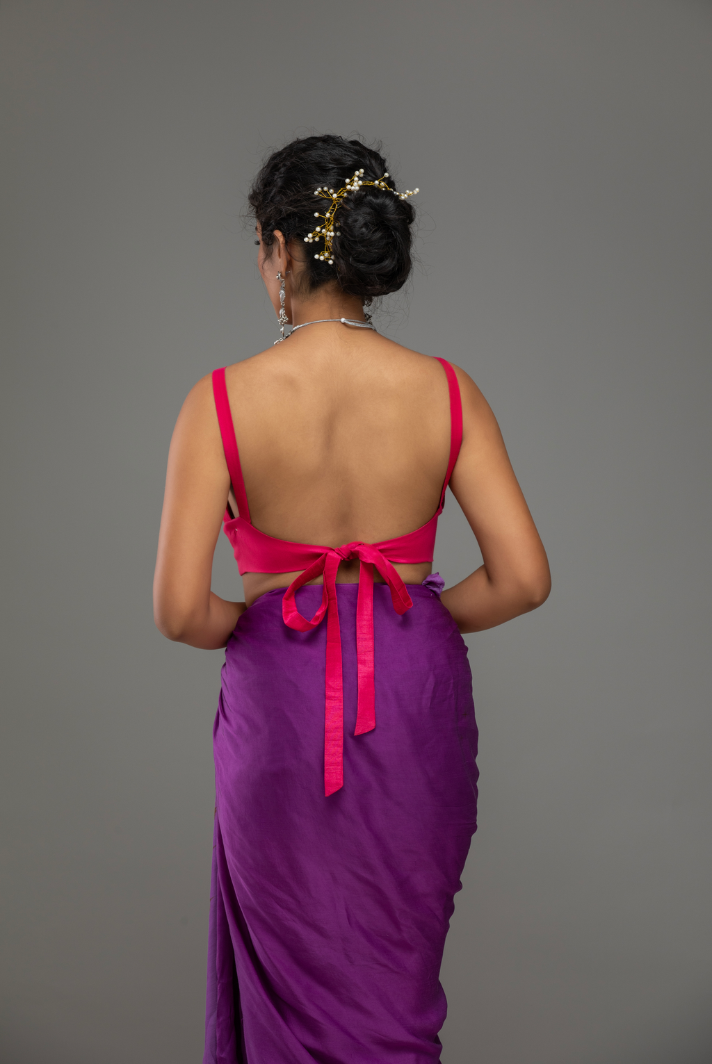 Pink Spaghetti-Strap Blouse with Tie-Back