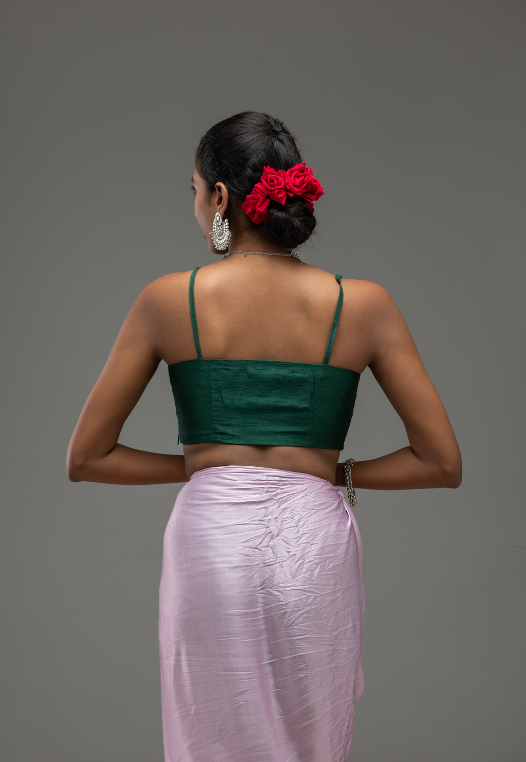 Deep Green Spaghetti-Strap Blouse