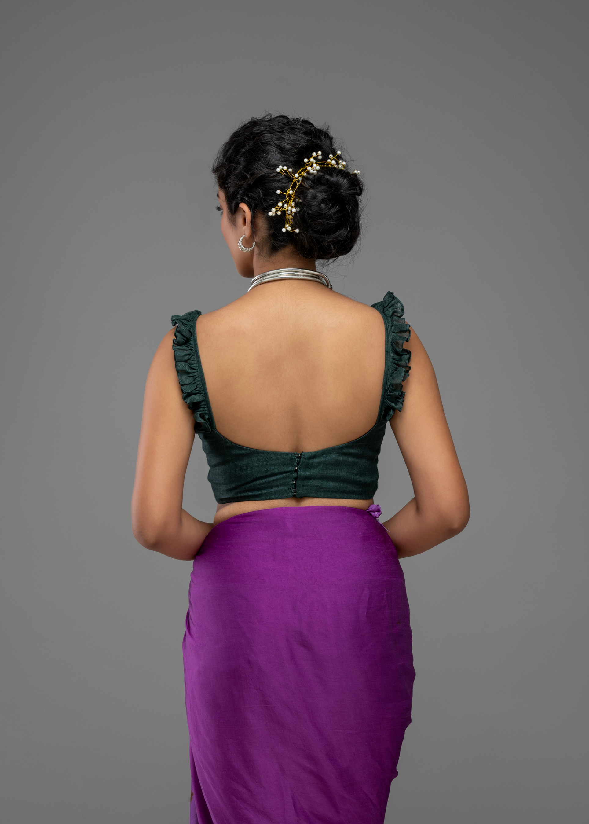 Forest Green Ruffle-Strap Blouse