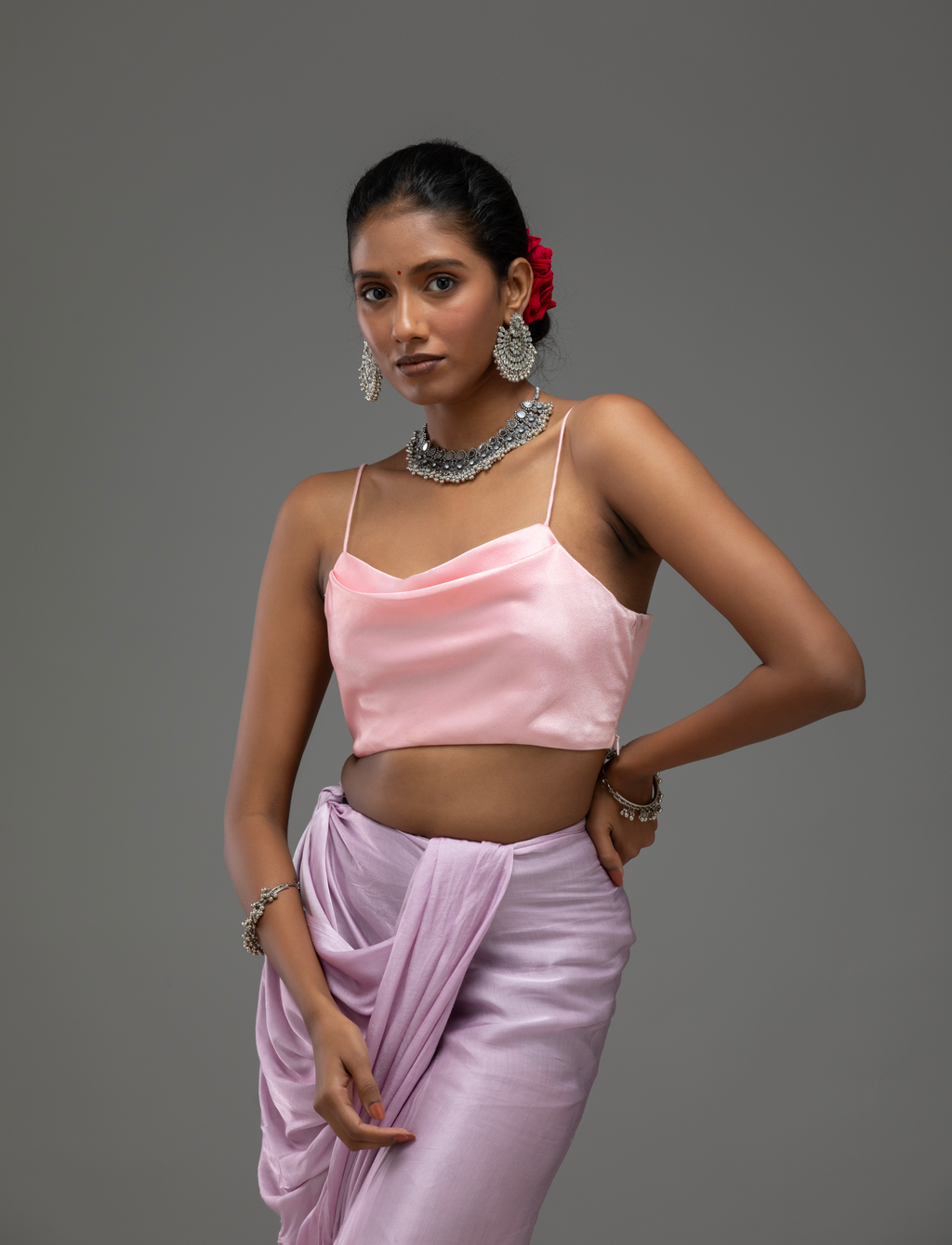 Soft Pink Spaghetti-Strap Blouse