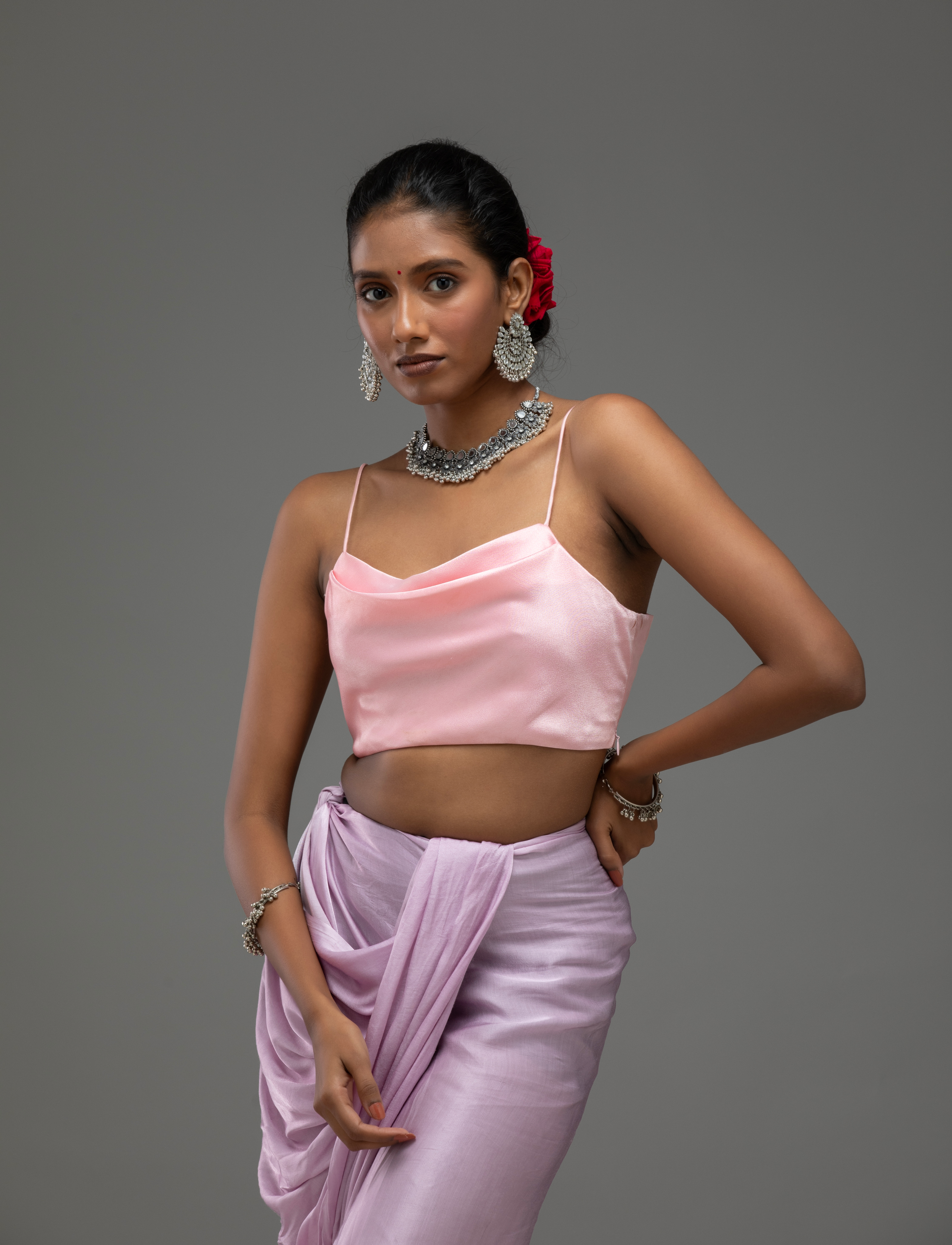 Soft Pink Spaghetti-Strap Blouse